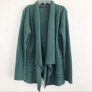 89th & Madison Green Open Knit Cardigan Sz Medium
